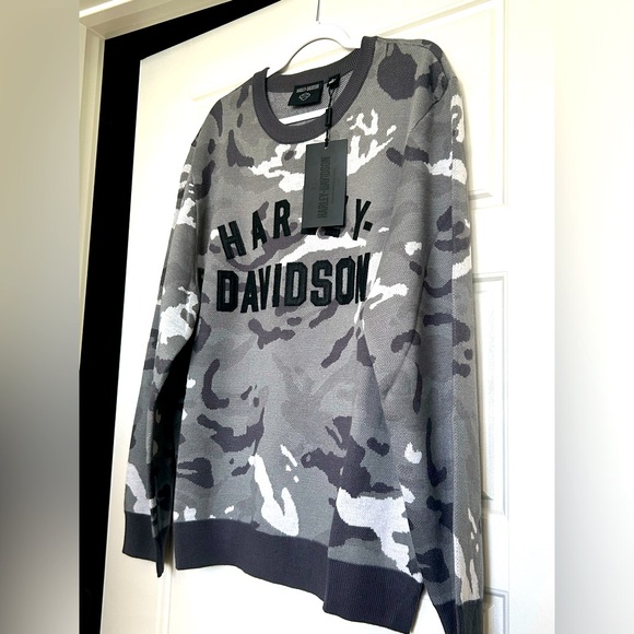 NEW HARLEY DAVIDSON 96310-23VM Men's XL SWEATER GREY CAMO - Picture 2 of 8
